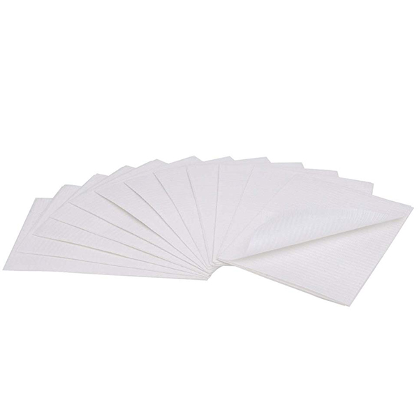 House Brand Patient Bibs WHITE 2-Ply Paper/1-Ply Poly, Plain