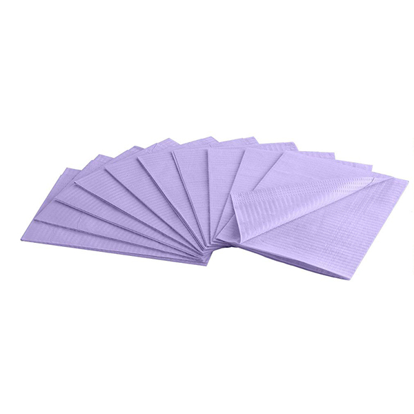 House Brand Patient Bibs LAVENDER 13" x 18" 2-Ply Paper/1-Ply Poly 500/Cs