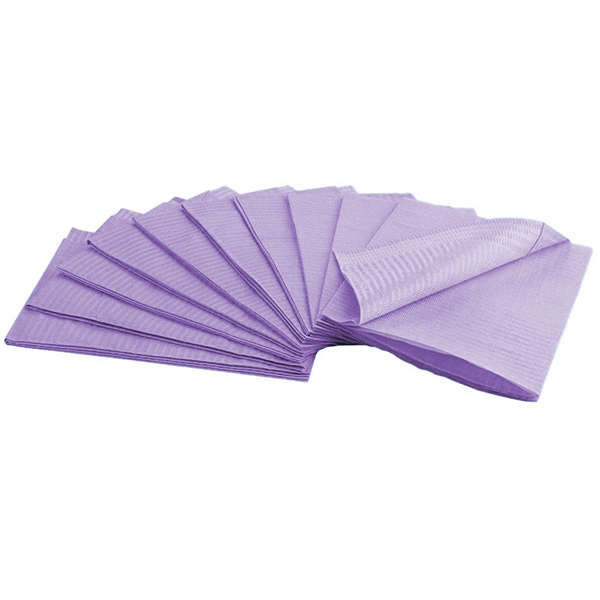 House Brand Patient Bibs PURPLE 13" x 18" 2-Ply Paper/1-Ply Poly 500/Cs