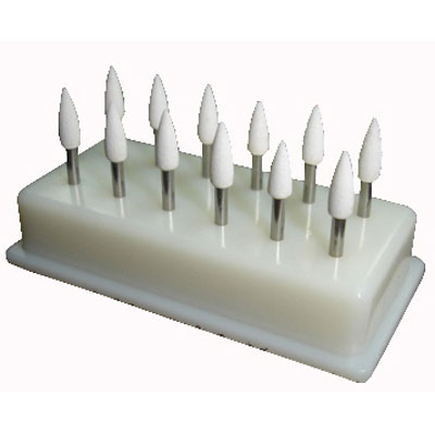 House Brand FL2 FG White Mounted Stone, 12/Pk. Flame finishing stones