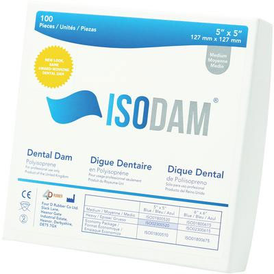 IsoDam Medium Blue Latex Free Dental Dam, Package of 100