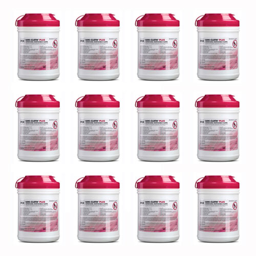 Sani-Cloth Plus Large Wipes (6" x 6.75"), Case of 12 x 160 Wipes/Can