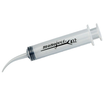 Monoject Irrigation Syringe #412, 12cc with Curved Tip, Box of 50