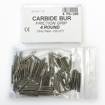 House Brand FG #4 Round Carbide Bur, clinic pack of 100 burs